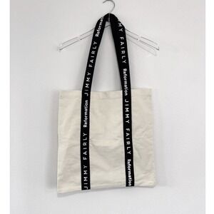 Jimmy Fairly Reformation | Canvas Tote In Cream One Size Black Strap